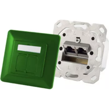 Kištukinis lizdas 2 x RJ-45 ShiverPeaks 74280-G, Cat6a, 500 MHz, metalinis korpusas, žalias