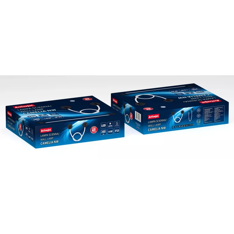 LED sieninis šviestuvas ActiveJet AJE-CAMELIA NW — 2400 lm, 4000 K, 16 W, juoda, 1580×120×65 mm, IP20