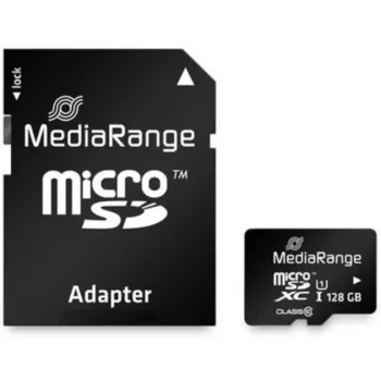 MediaRange MR945 - „Flash“ atminties kortelė (su microSDXC-SD adapteriu) - 128GB - UHS-I / Class10 - microSDXC - Juoda (MR945)