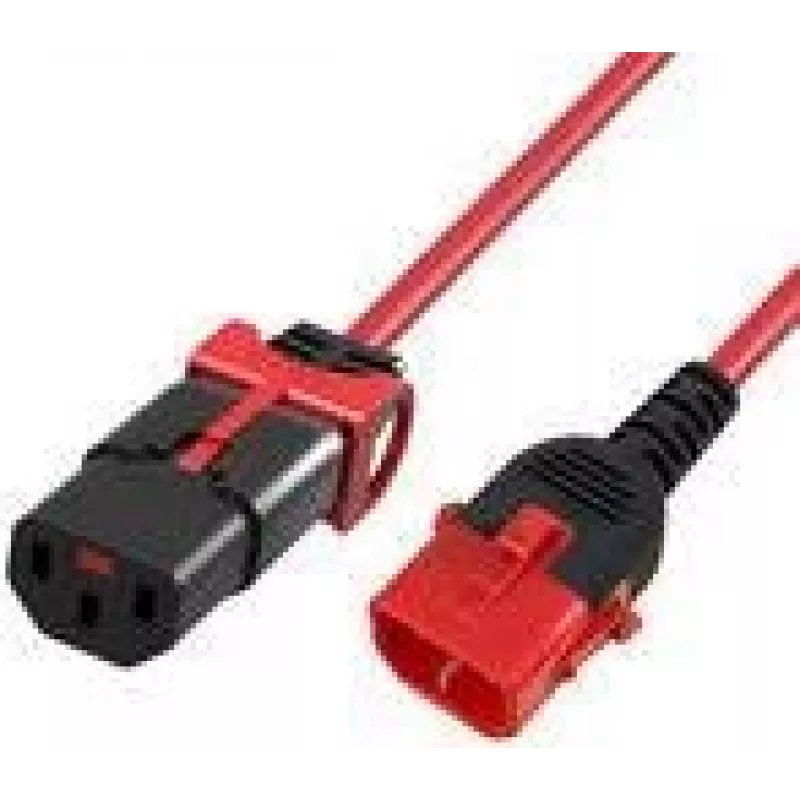 ACT Powercord C13 IEC Lock+ - C14 IEC Lock dvigubas fiksavimas raudonas 3 m, PC3617