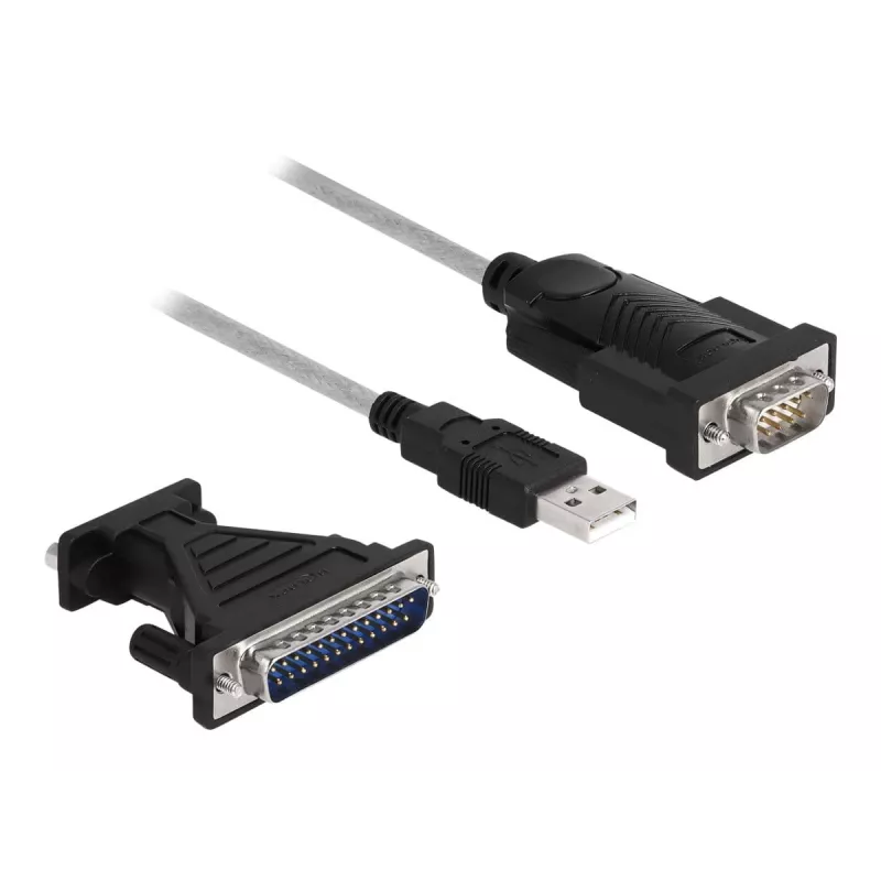 DeLOCK adapteris USB 2.0 Type-A į nuoseklųjį RS-232 D-Sub 9 + D-Sub 25