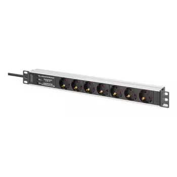 Digitus DN-95441 maitinimo skirstytuvas PDU 7 kintamosios srovės lizdai 1U juoda sidabrinė