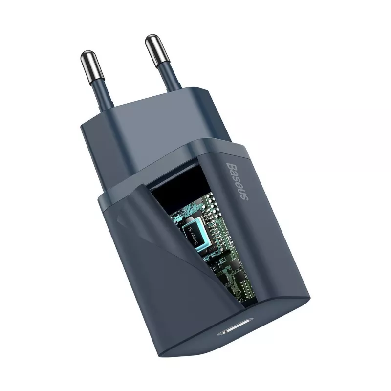 Baseus Super Si maitinimo adapteris su USB-C į Lightning laidu 20W Mėlynas