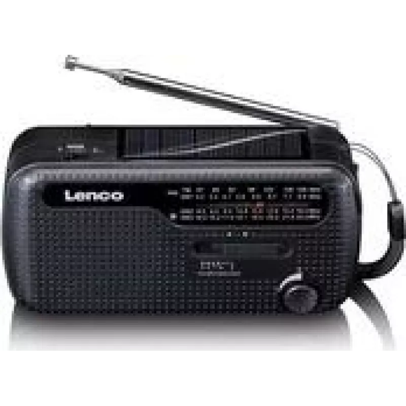 Nešiojamas garsiakalbis Lenco MCR-113BK Solar juodas su Bluetooth ir FM radiju