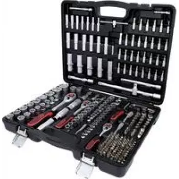 Veržliarakčių rinkinys ks tools 917.0255 — 255 dalių veržliarakčių ir priedų rinkinys 1/4 colio, 3/8 colio, 1/2 colio pavaroms