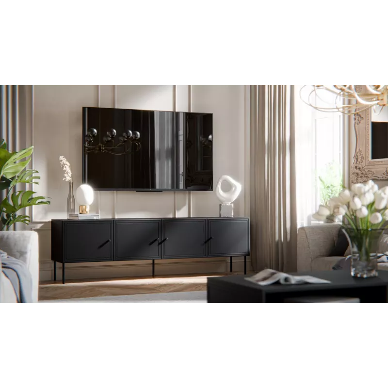 Cama 4D RTV spintelė PALAZZO BIS 201x40x60 juodas matinis