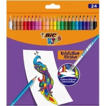 BIC Kids Evolution Illusion trinamos spalvotos kreidelės 24 spalvų