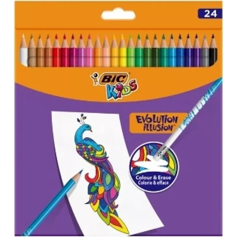 BIC Kids Evolution Illusion trinamos spalvotos kreidelės 24 spalvų
