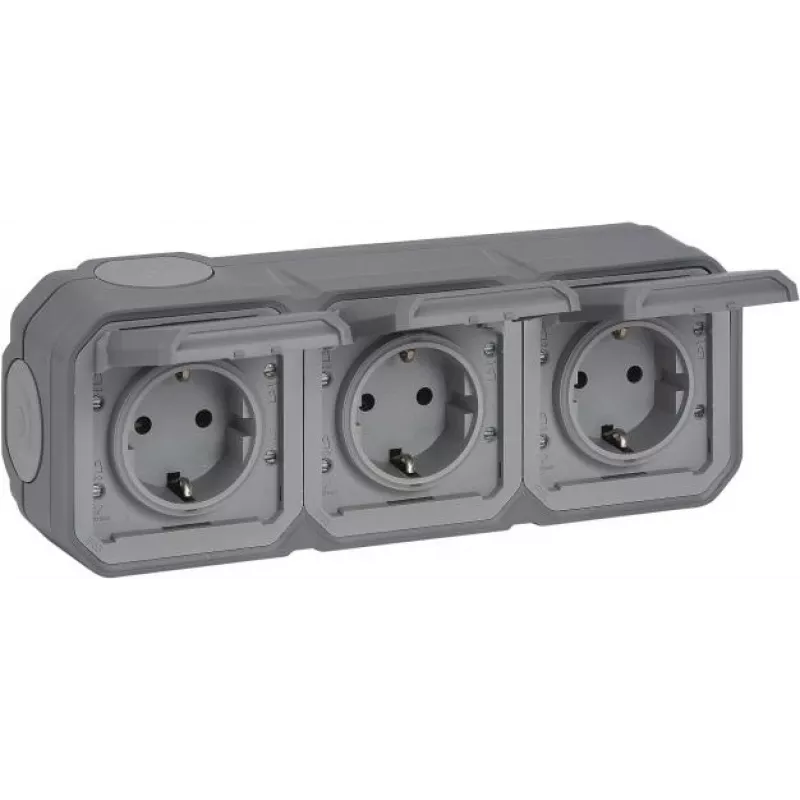 Legrand Plexo New APWG 069743L Schuko lizdas 3-jų lizdų IP44 pilkas 5 (069743L)