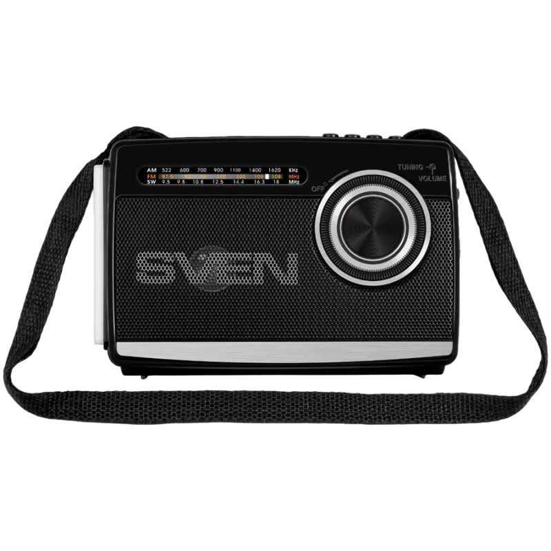 Garsiakalbis SVEN SRP-155, juodas (3W, Bluetooth, FM/AM/SW, USB, microSD, žibintuvėlis, baterija)