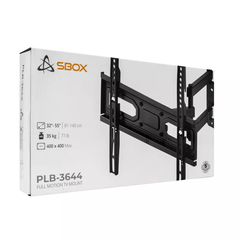 TV laikiklis ant sienos SBOX PLB-3644-2 32–55 colių televizoriams, iki 35 kg, VESA 400x400