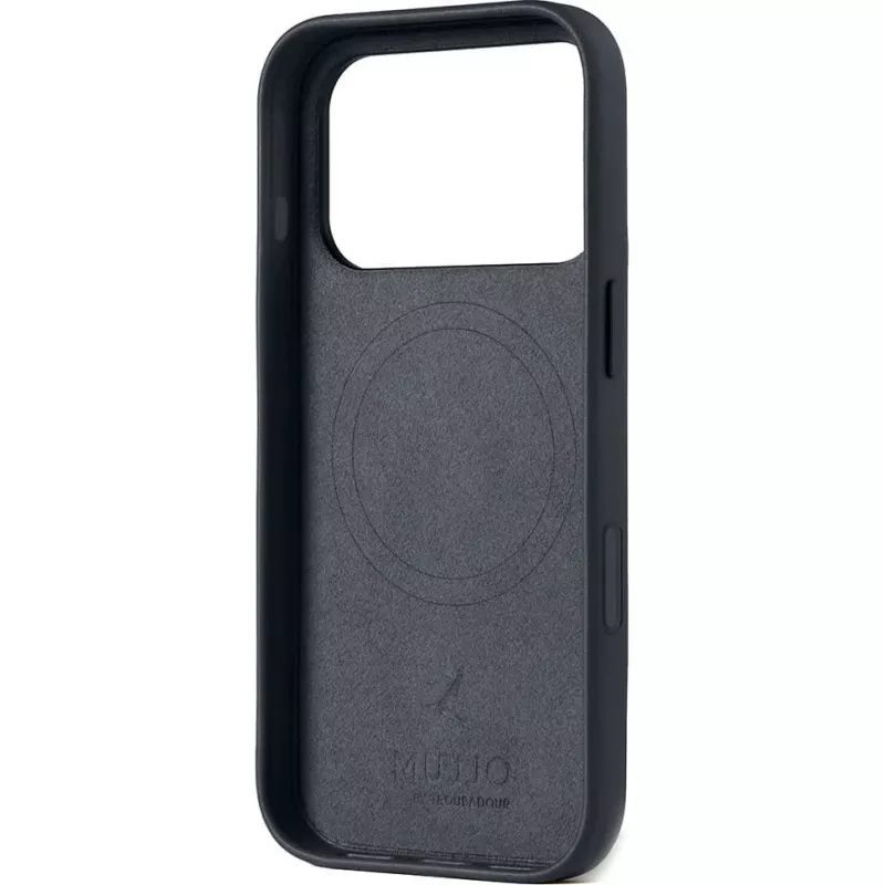 Mujjo pilna odinė dėklas MagSafe dėklas iPhone 17 Pro pilkas