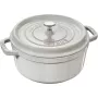 Apvalus ketaus puodas Staub 1,7 l White Truffle, emaliuotas cocotte viryklei ir orkaitei