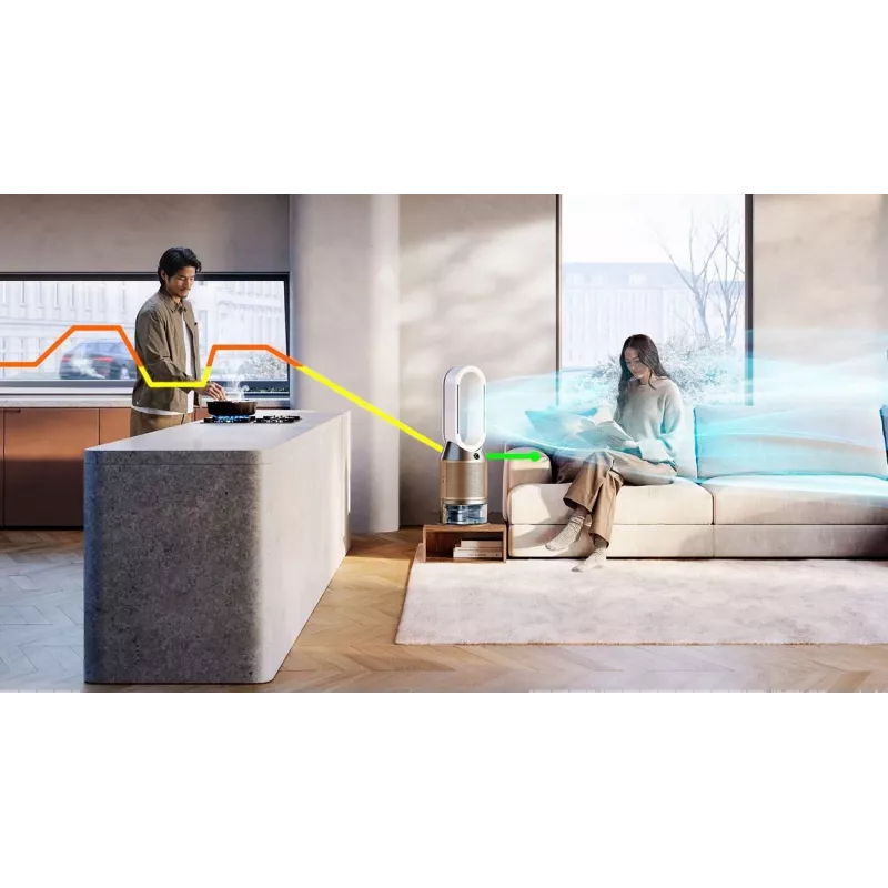 Oro valytuvas Dyson Purifier Humidify + Cool De-Nox 62,4 dB 45 W Auksinis Baltas