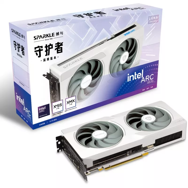 Vaizdo plokštė Sparkle Arc B570 Guardian Luna OC 10GB GDDR6, PCIe 4.0 x8, 160-bitų, 242×105×44 mm