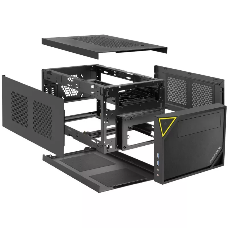 PC korpusas Sharkoon SHARK ZONE C10 Mini-ITX, juoda, geltona