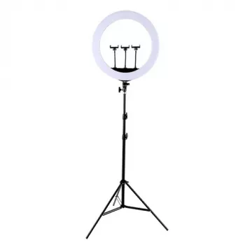 LED žiedinis šviestuvas 45 cm su trikojo stovu iki 2,1 m