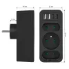 Maitinimo skirstytuvas MACLEAN MCE248 F/B — 3 kintamosios srovės lizdai (1x16A, 2x6A) ir 4 USB prievadai (2xUSB‑A, 2xUSB‑C PD 20W), ES kištukas, juodas
