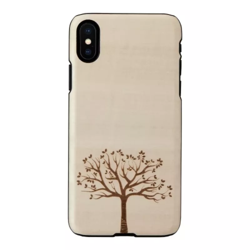 man and wood išmaniojo telefono dėklas iPhone X/XS, obels mediena, juodas