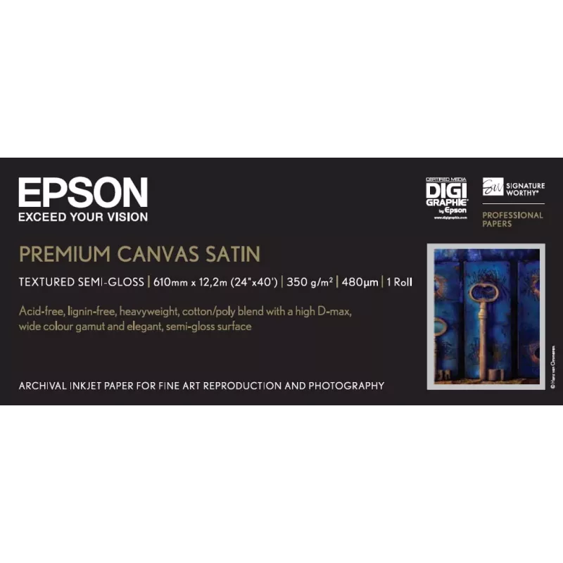 Epson Premium Canvas Satin, 24 col. x 12,2 m, 350 g/m²