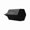 CANYON Įkroviklis HEXAGON 65 GaN 65W 2xPD 1xQC EU Juoda (CND-CHAHEX65B)