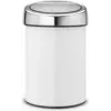 BRABANTIA Touch Bin 3 L balta (model 36 44 88) — maža pedalų neturinti šiukšliadėžė