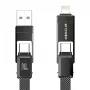 4-in-1 kabelis BlitzWolf BW-HDC7 — USB-C, Lightning, USB-A, Micro-USB 1,2 m 240 W juodas