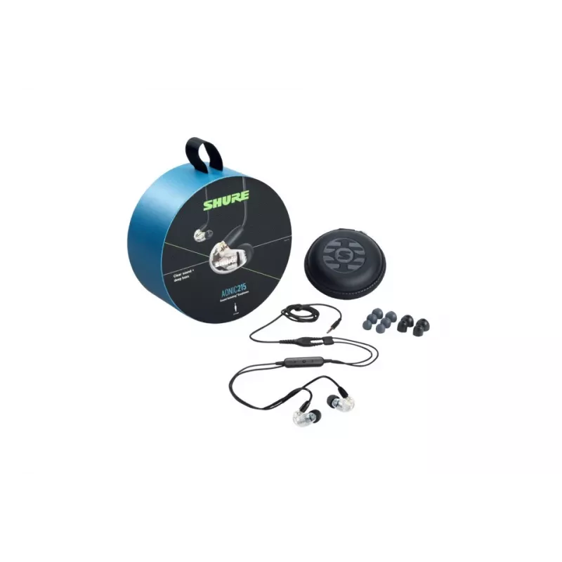 Shure AONIC 215 - į ausis įdedamos ausinės su vienu keitikliu ir 3,5 mm laidu (permatomos)