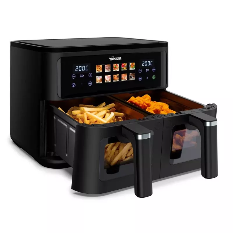 Karšto oro gruzdintuvė Tristar FR-9075 Double 9 L, 2500 W, jutiklinis valdymas, LCD, juoda, min 60 °C