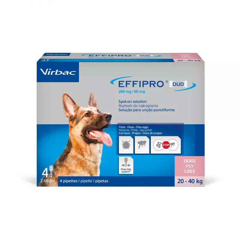 VIRBAC EFFIPRO tepamasis tirpalas dideliems šunims 268mg X24