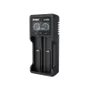 Baterijų įkroviklis XTAR VC2SL — USB 5V 1A, LCD, įkrauna 2 elementus, suderinamas su Li-Ion/NiMH/NiCd, dydžiai A/AA/AAA/AAAA/C/D/SC, juodas