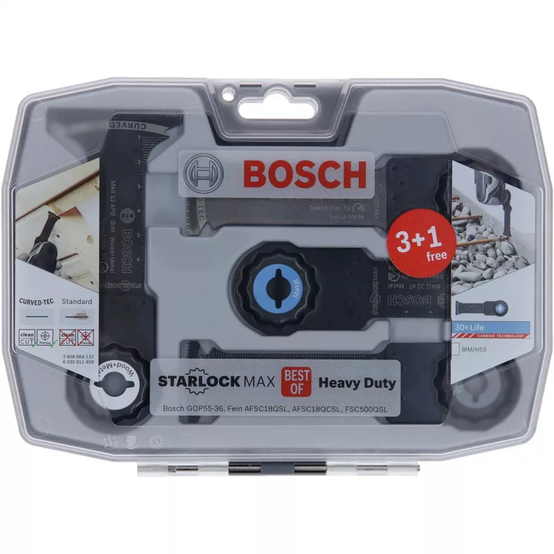 Bosch Starlock Best of Heavy Duty rinkinys, 4 dalių, Ašmenų rinkinys, Metalui, Medžiui, Juoda, Dėžutė