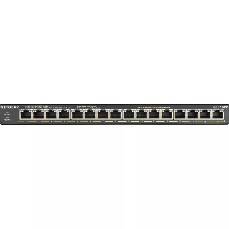 NETGEAR GS316P Nevaldomas Gigabit Ethernet (10/100/1000) Power over Ethernet (PoE) Juodas
