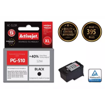 Rašalo kasetė ActiveJet AC-510R juoda — suderinama su Canon, pigmentinis rašalas 12 ml, didelė (XL) išeiga, vienos pakuotės