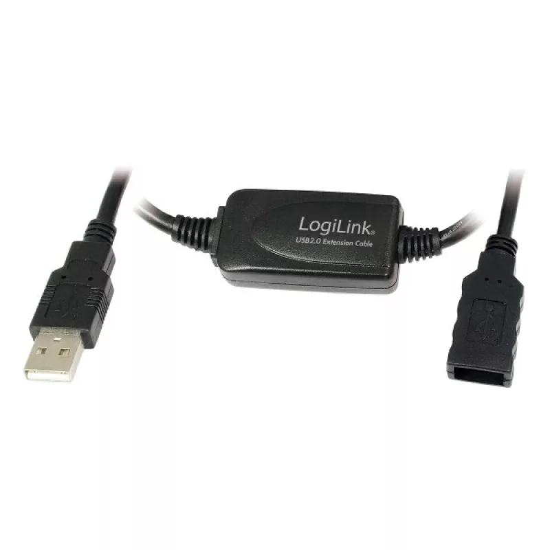LogiLink UA0143 USB laidas USB 2.0 USB-A kištukas į lizdą 10,00 m juodas