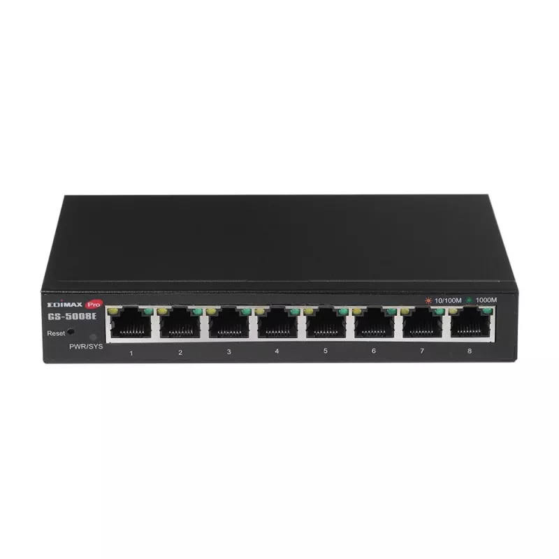 Edimax GS-5008E tinklo komutatorius valdomas Gigabit Ethernet (10/100/1000) juodas