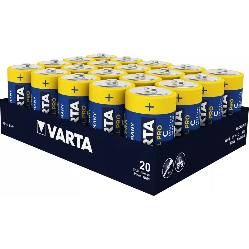 VARTA šarminė baterija C R14 Industrial PRO 20 yra standartinė šarminė baterija iš Varta. Pagrindiniai bruožai: baterijos tipas, dydis C ir kiekis pakuotėje – 20 vnt.