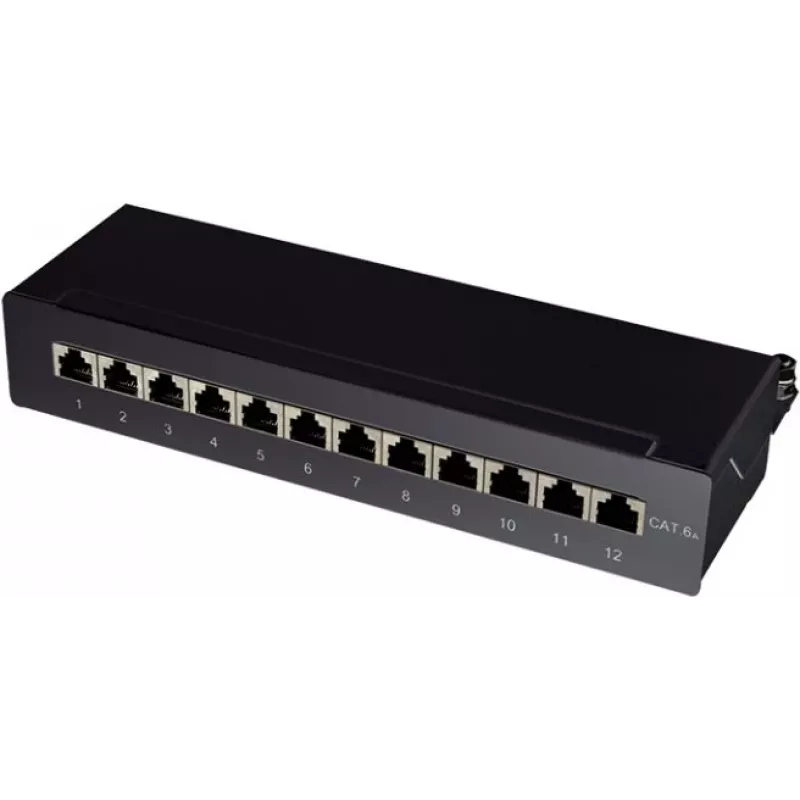 Logilink Patchpanel desktop/wall Cat.6A STP 12 Ports, juoda (NP0019B)