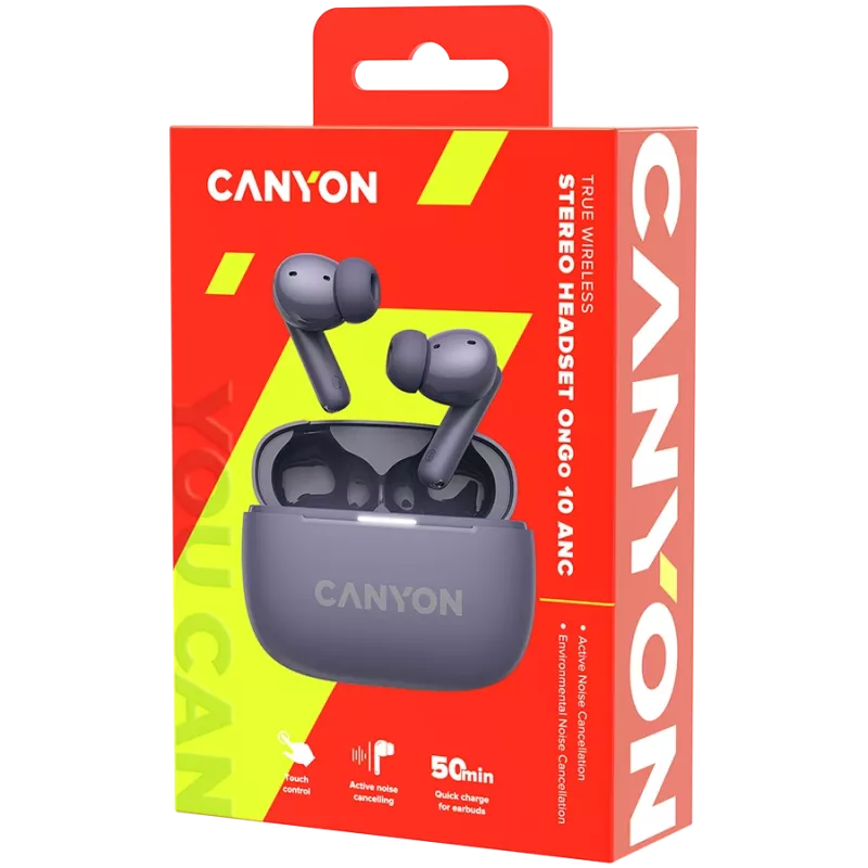 CNS-TWS10PL ausinės ir headsetas, True Wireless Stereo (TWS), į ausį, skambučiams/muzikai/sportui/kasdieniam naudojimui, USB Type-C, Bluetooth, violetinė (CNS-TWS10PL)