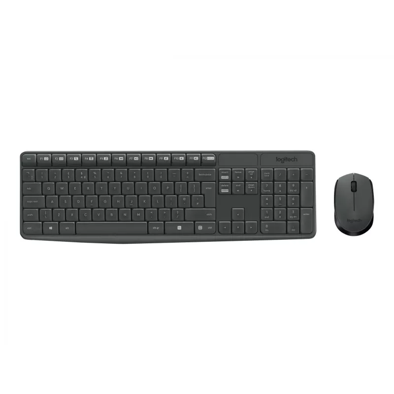 Logitech MK235 Patvarus belaidis klaviatūros ir pelės rinkinys pilkai