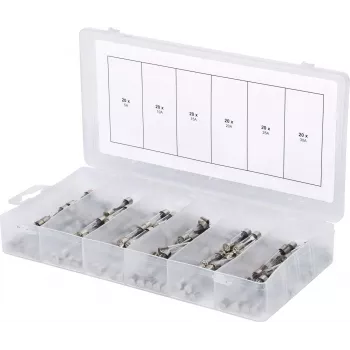 Saugiklių rinkinys ks tools 970.0270 – 120 vnt., plokštieji saugikliai 5–30 A