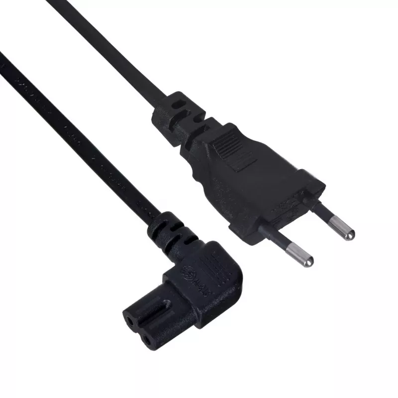 Maitinimo laidas SAVIO CL-144, 3 m, kampinis 2 kontaktų į IEC Type E jungtį, juodas
