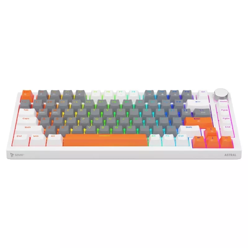 Savio ASTRAL WHITE JADE 3 SPALVŲ klaviatūra Gaming USB QWERTY US International