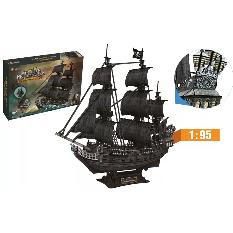 PUZZLE 3D Didelis piratų laivų rinkinys „Queen Revenge“