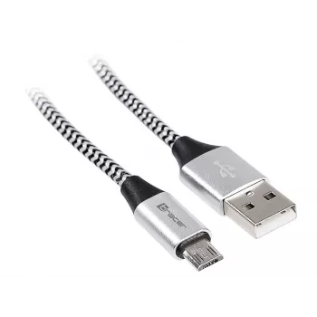 USB laidas Tracer TRAKBK46928 1 m USB A Micro-USB B juoda sidabrinė
