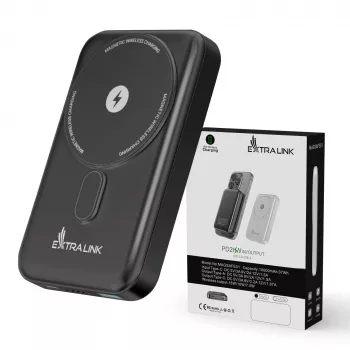 “Extralink MagSafe 10000mAh” maitinimo bankas, grafitas, 38,5 Wh, PD20W+15W, USB-C/USB-A