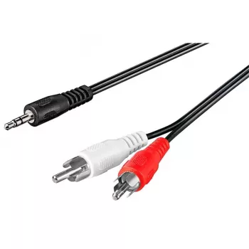 Wentronic Goobay 3,5 mm lizdo / RCA adapterio kabelis, juodas, 10 m - 3,5 mm kištukas (3 kontaktų, stereofoninis) > 2x RCA kištukas (garso kairė / dešinė) (50441)