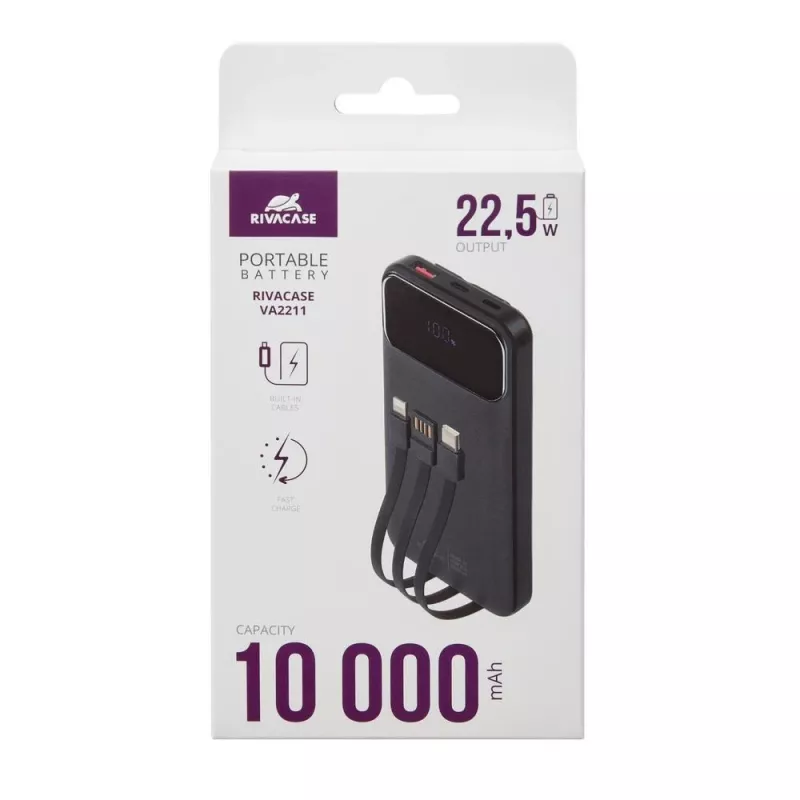 Išorinė baterija USB 10000MAH/VA2211 juoda Rivacase