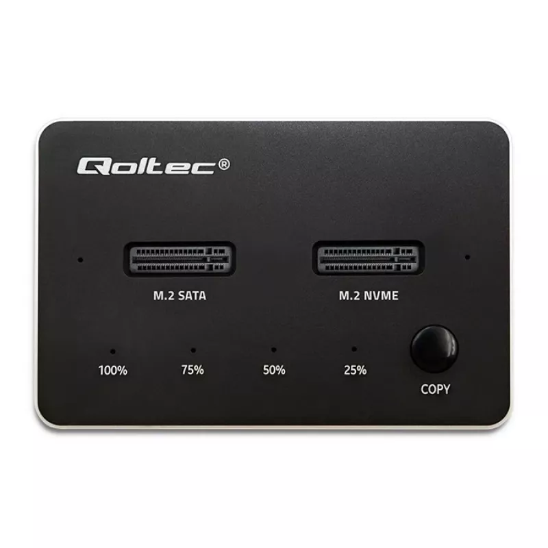 Qoltec 52274 M.2 SSD diskų prijungimo stotelė | NVMe | SATA | USB-C | DUAL 2 x 2TB