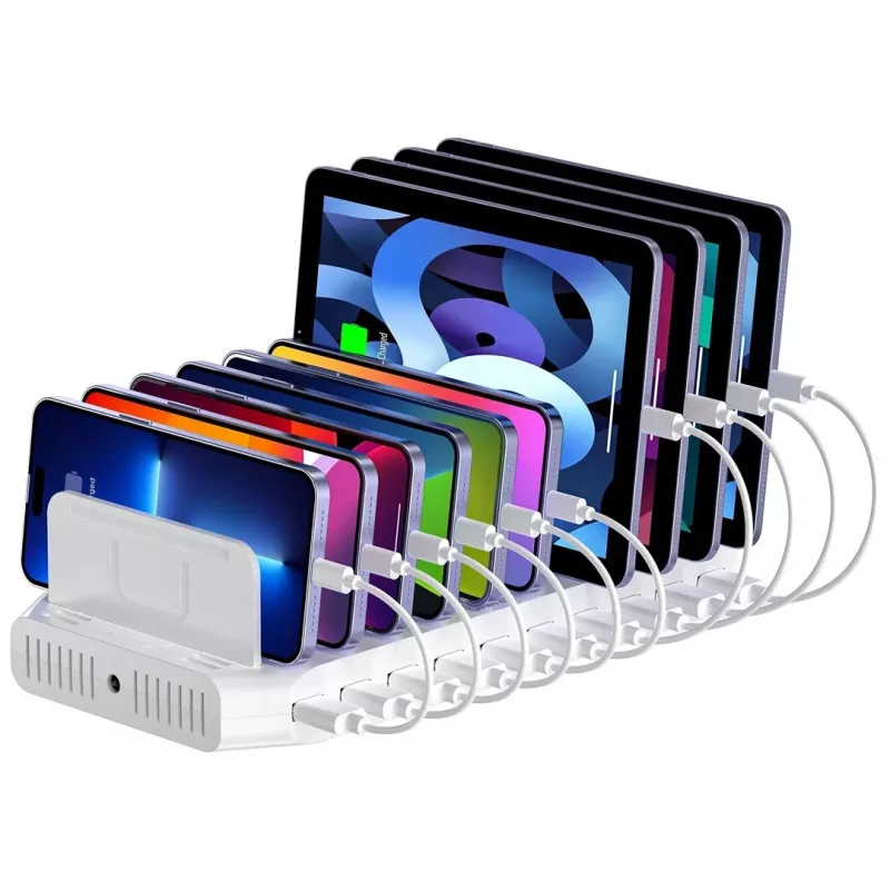 Unitek įkrovimo stotelė 10X USB 2.4A 60W balta